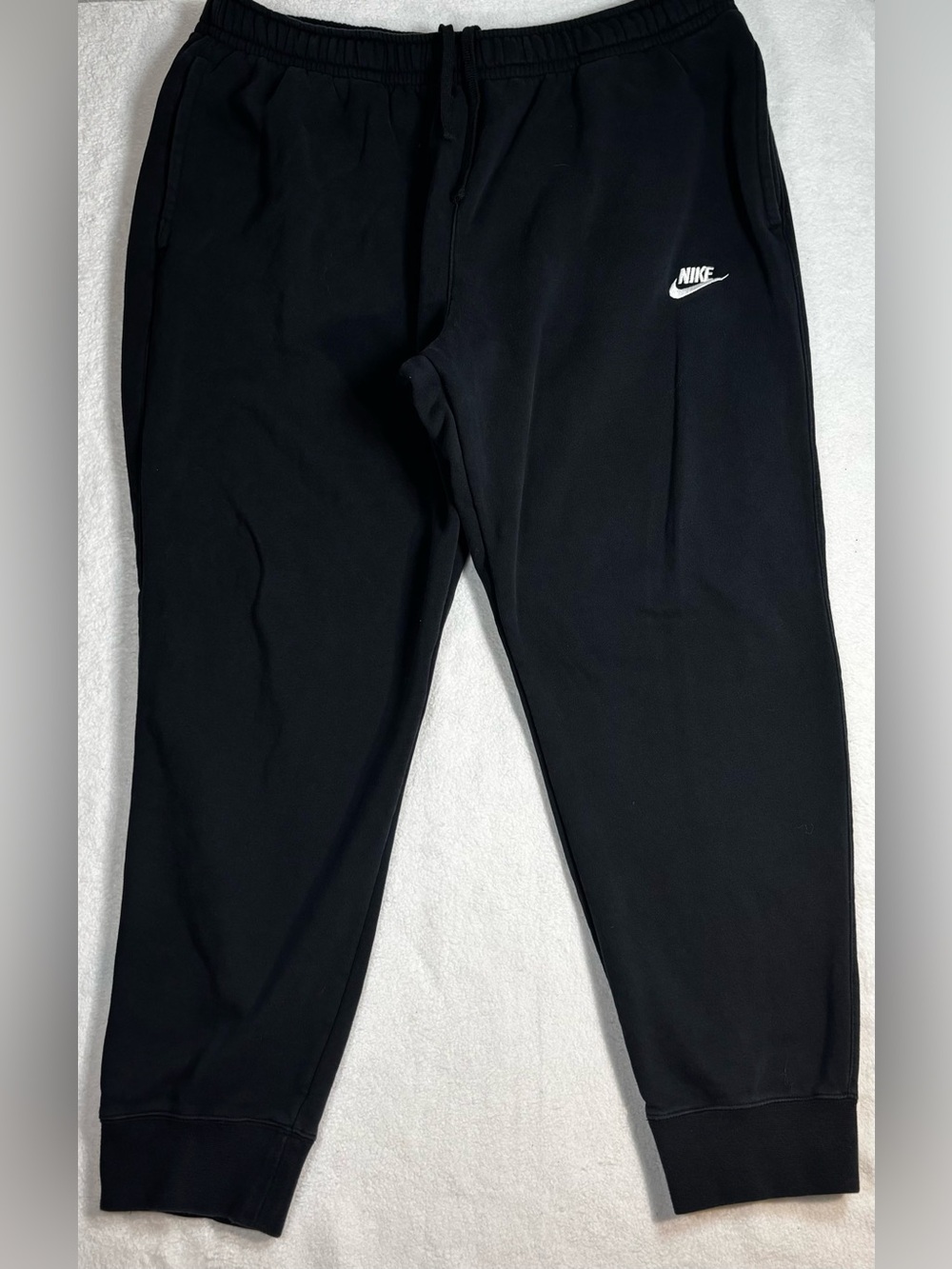 Nike Men's XXL Black Fleece Jogger Sweatpants Elastic Waist Snap Pocket